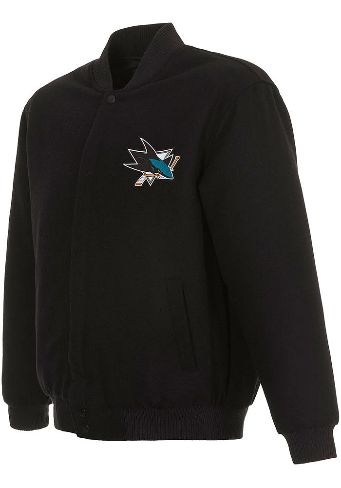 Mens San Jose Sharks Reversible Wool Heavyweight Jacket - Black