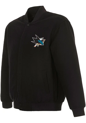 Mens San Jose Sharks Reversible Wool Heavyweight Jacket - Black