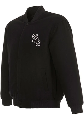 Mens Chicago White Sox Reversible Wool Heavyweight Jacket - Black