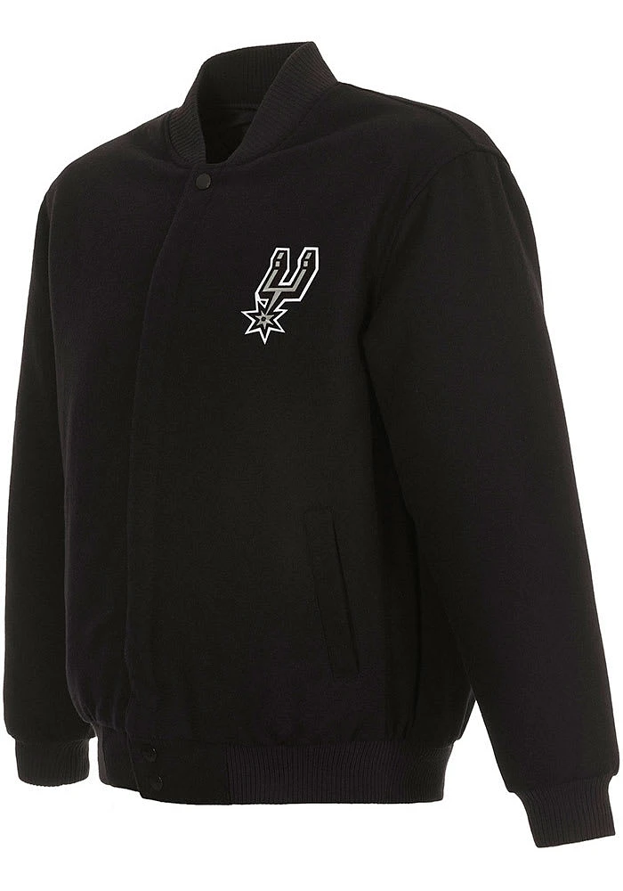 Mens San Antonio Spurs Reversible Wool Heavyweight Jacket - Black
