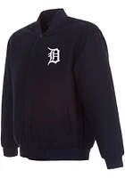 Mens Detroit Tigers Reversible Wool Heavyweight Jacket - Navy Blue