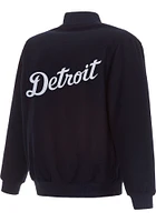 Mens Detroit Tigers Reversible Wool Heavyweight Jacket - Navy Blue