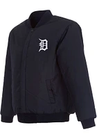 Mens Detroit Tigers Reversible Wool Heavyweight Jacket - Navy Blue