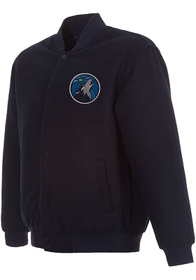 Mens Minnesota Timberwolves Reversible Wool Heavyweight Jacket - Navy Blue