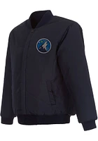 Mens Minnesota Timberwolves Reversible Wool Heavyweight Jacket - Navy Blue