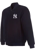 Mens New York Yankees Reversible Wool Heavyweight Jacket - Navy Blue