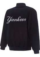 Mens New York Yankees Reversible Wool Heavyweight Jacket - Navy Blue