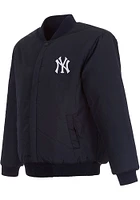 Mens New York Yankees Reversible Wool Heavyweight Jacket - Navy Blue