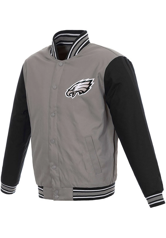 Philadelphia Eagles Mens Grey Poly Twill Medium Weight Jacket