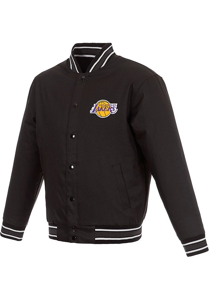 Los Angeles Lakers Mens Black Poly Twill Medium Weight Jacket