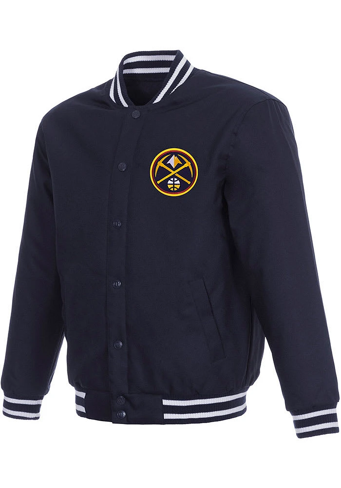 Denver Nuggets Mens Navy Blue Poly Twill Medium Weight Jacket