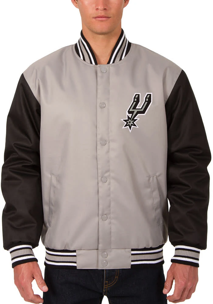 San Antonio Spurs Mens Grey Poly Twill Medium Weight Jacket