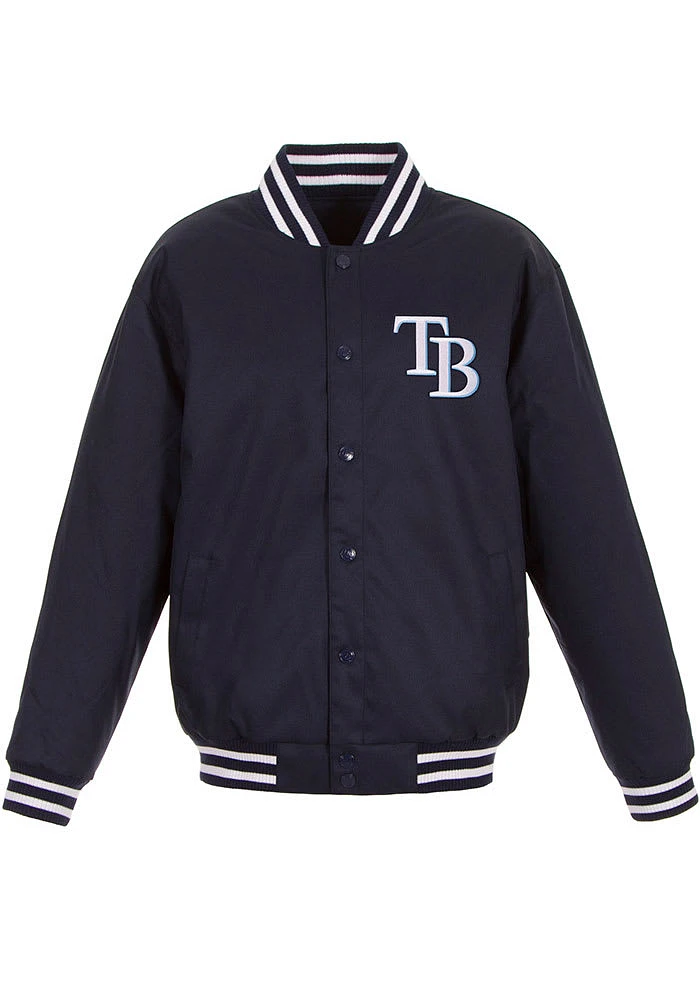 Tampa Bay Rays Mens Navy Blue Poly Twill Medium Weight Jacket