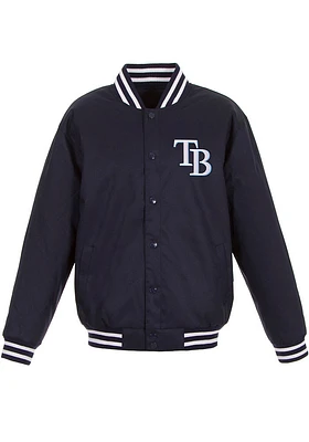Tampa Bay Rays Mens Navy Blue Poly Twill Medium Weight Jacket