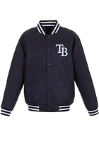 Tampa Bay Rays Mens Navy Blue Poly Twill Medium Weight Jacket