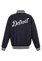 Detroit Tigers Mens Navy Blue Poly Twill Medium Weight Jacket