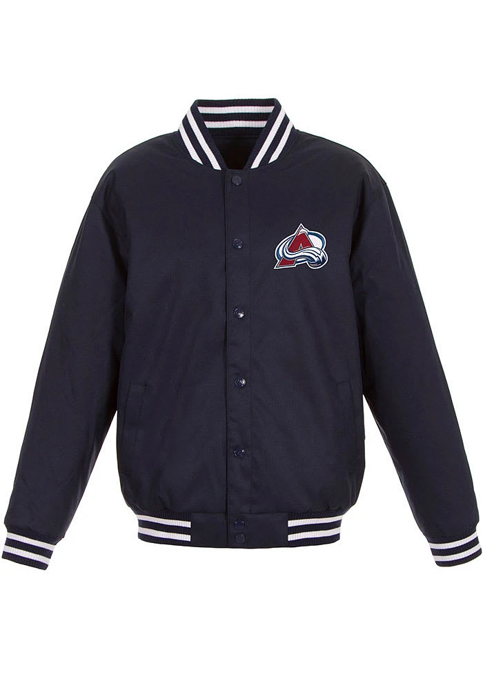 Colorado Avalanche Mens Navy Blue Poly Twill Medium Weight Jacket