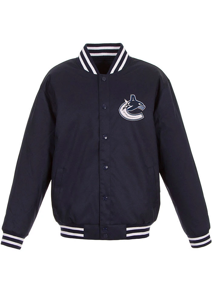 Vancouver Canucks Mens Navy Blue Poly Twill Medium Weight Jacket