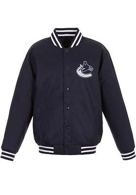 Vancouver Canucks Mens Navy Blue Poly Twill Medium Weight Jacket