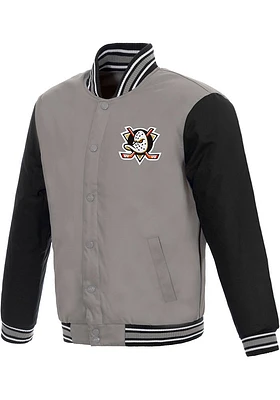 Anaheim Ducks Mens Grey Poly Twill Medium Weight Jacket