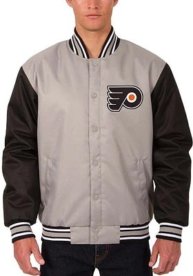 Philadelphia Flyers Mens Grey Poly Twill Medium Weight Jacket