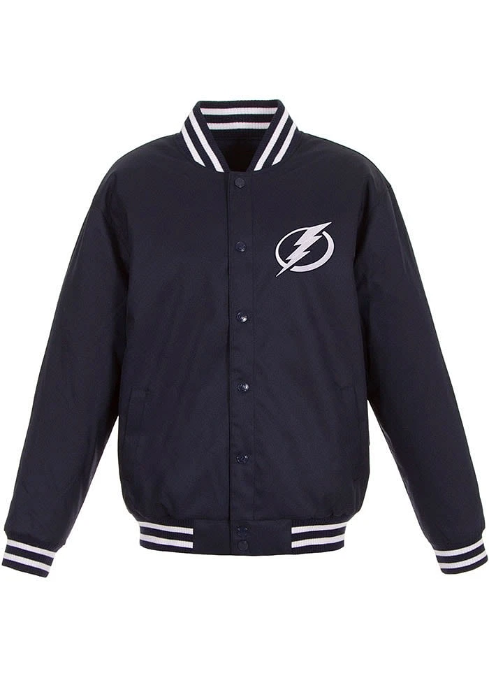 Tampa Bay Lightning Mens Navy Blue Poly Twill Medium Weight Jacket