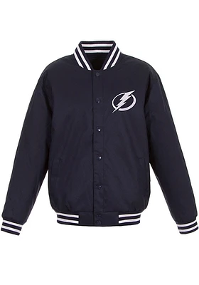 Tampa Bay Lightning Mens Navy Blue Poly Twill Medium Weight Jacket