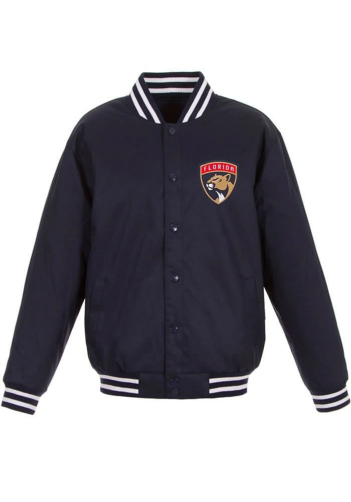Florida Panthers Mens Navy Blue Poly Twill Medium Weight Jacket
