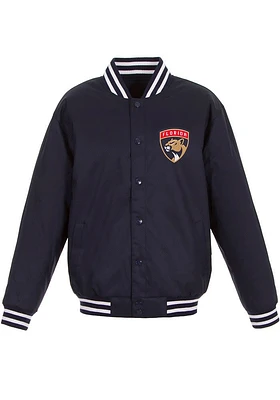 Florida Panthers Mens Navy Blue Poly Twill Medium Weight Jacket