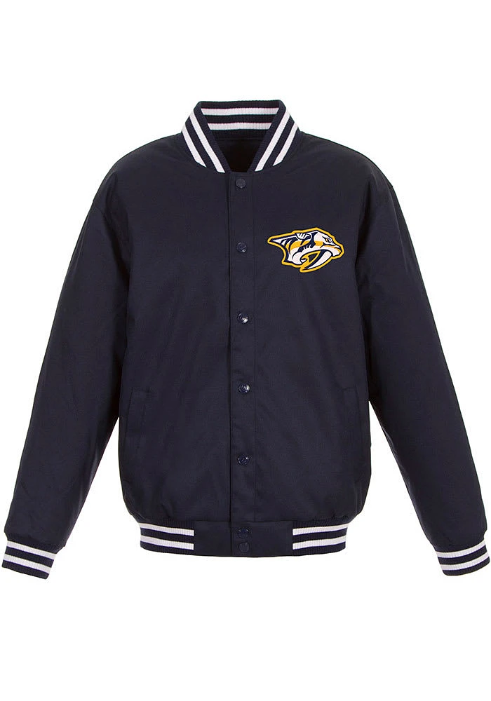 Nashville Predators Mens Navy Blue Poly Twill Medium Weight Jacket
