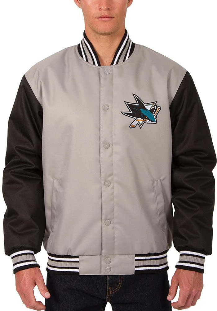 San Jose Sharks Mens Grey Poly Twill Medium Weight Jacket