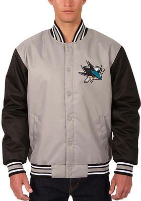San Jose Sharks Mens Grey Poly Twill Medium Weight Jacket