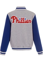 Philadelphia Phillies Mens Grey Reversible Fleece Medium Weight Jacket