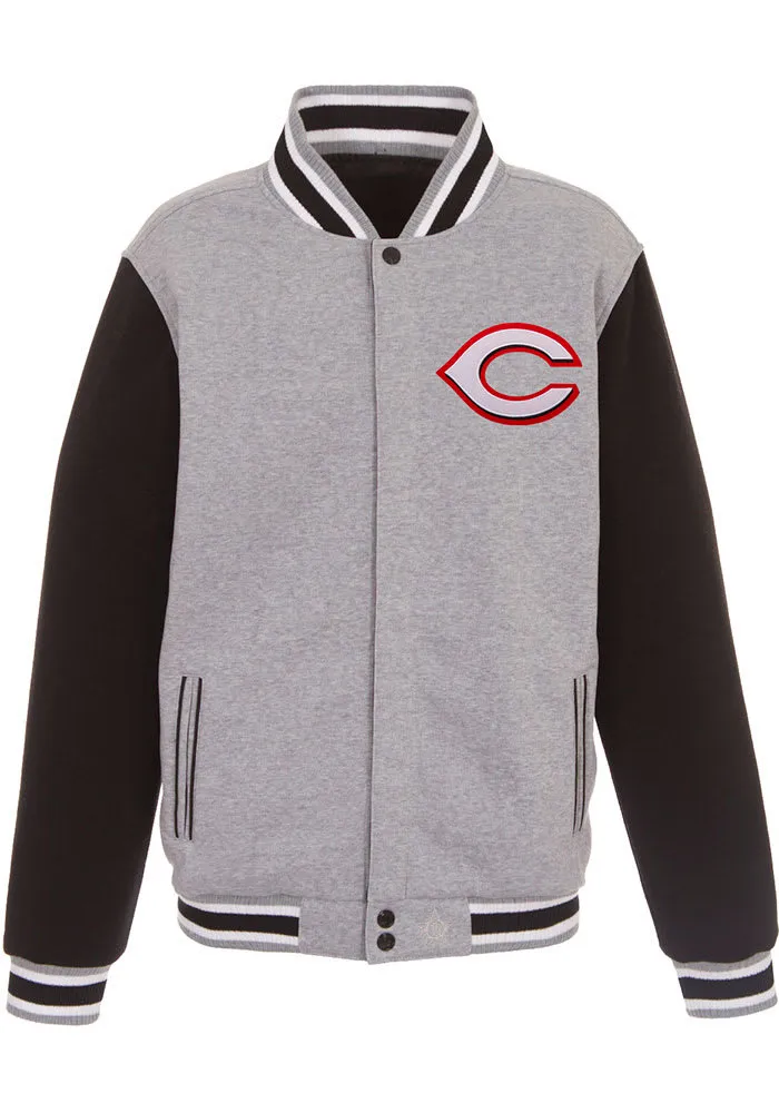 Cincinnati Reds Mens Grey Reversible Fleece Medium Weight Jacket