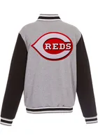 Cincinnati Reds Mens Grey Reversible Fleece Medium Weight Jacket