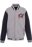 Columbus Blue Jackets Mens Grey Reversible Fleece Medium Weight Jacket