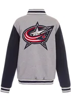 Columbus Blue Jackets Mens Grey Reversible Fleece Medium Weight Jacket