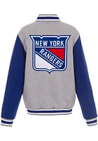 New York Rangers Mens Grey Reversible Fleece Medium Weight Jacket