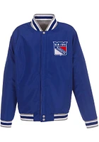 New York Rangers Mens Grey Reversible Fleece Medium Weight Jacket