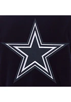 Dallas Cowboys Mens Navy Blue Reversible Fleece Faux Leather Medium Weight Jacket