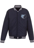 Memphis Grizzlies Mens Navy Blue Reversible Fleece Faux Leather Medium Weight Jacket