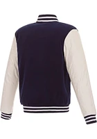 Denver Nuggets Mens Navy Blue Reversible Fleece Faux Leather Medium Weight Jacket