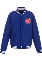 Detroit Pistons Mens Blue Reversible Fleece Faux Leather Medium Weight Jacket