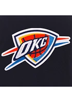 Oklahoma City Thunder Mens Navy Blue Reversible Fleece Faux Leather Medium Weight Jacket