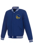 Golden State Warriors Mens Blue Reversible Fleece Faux Leather Medium Weight Jacket