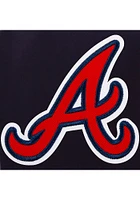 Atlanta Braves Mens Navy Blue Reversible Fleece Faux Leather Medium Weight Jacket