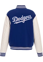 Los Angeles Dodgers Mens Blue Reversible Fleece Faux Leather Medium Weight Jacket