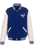 Toronto Blue Jays Mens Reversible Fleece Faux Leather Medium Weight Jacket