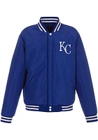 Kansas City Royals Mens Blue Reversible Fleece Faux Leather Medium Weight Jacket