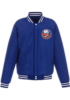 New York Islanders Mens Blue Reversible Fleece Faux Leather Medium Weight Jacket